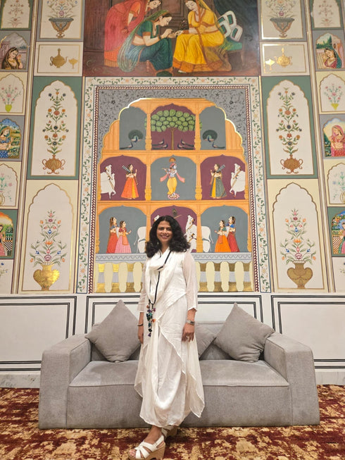 White Drape Dress with Scarf